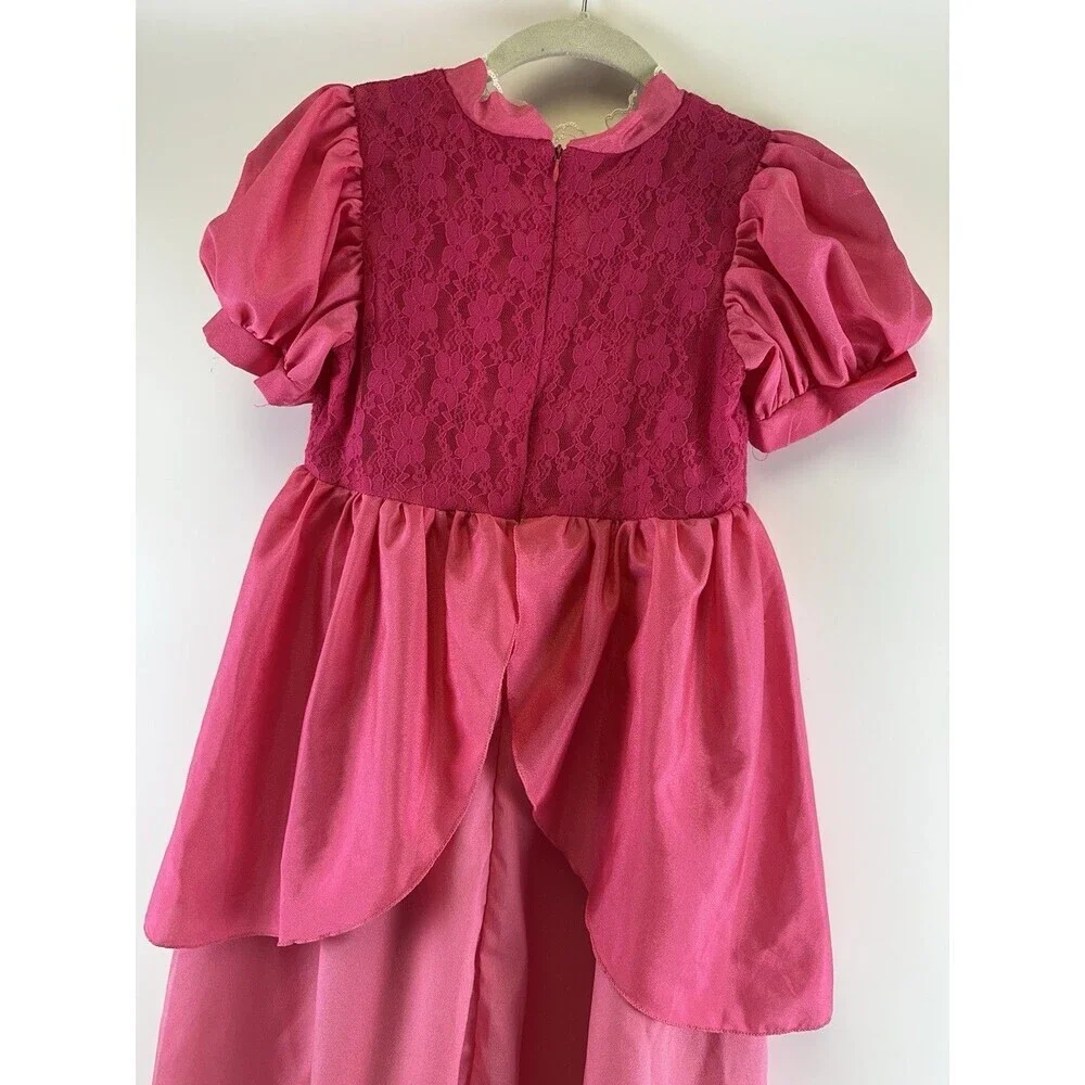 Super Mario Princess Peach Pink Dress Costume‎ Long Zip Layered Girls 140 10/12